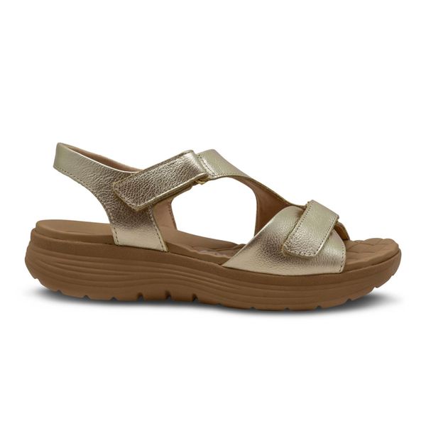Sandalias de Confort Doradas con Velcro para Mujer 192333