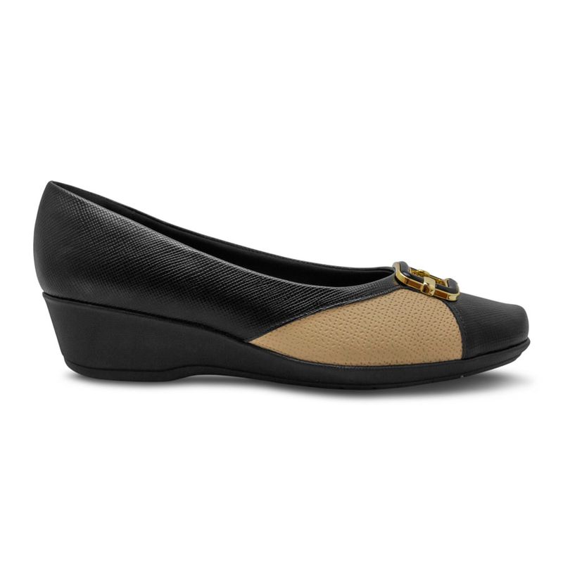 Baletas-Piccadilly-Tacón-Corrido-Y-Hebilla-Dorada-Para-Mujer-Negro-192350-Talla-35-0