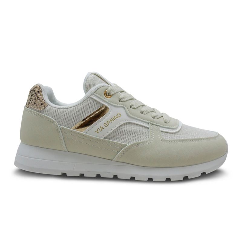 Tenis-Casuales-Via-Spring-Para-Mujer-Beige/dorado-280313-Talla-35-0